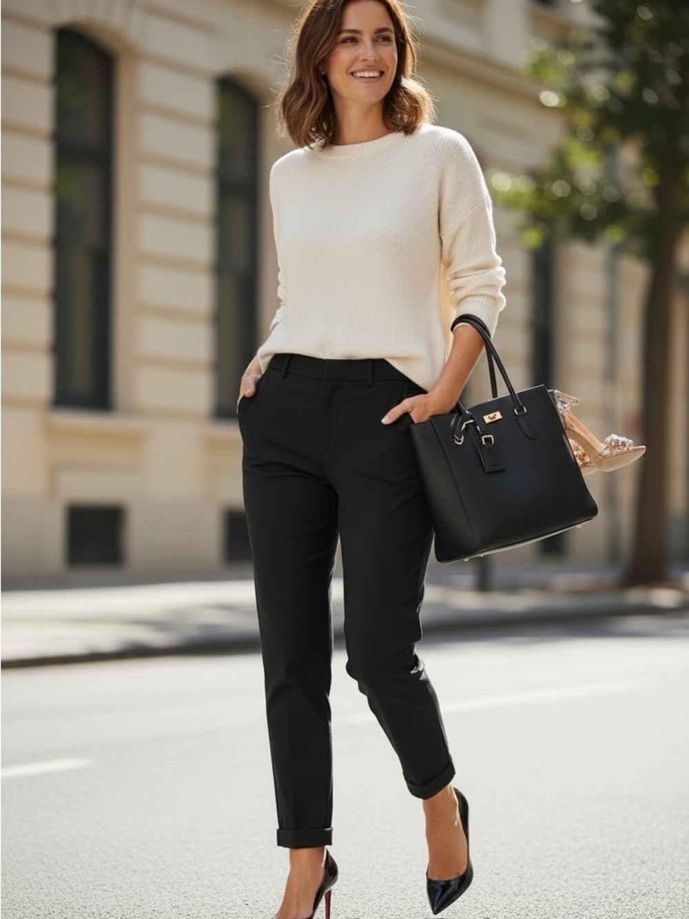 Club Monaco 31 Wool cropped tailored trousers cuffed hem